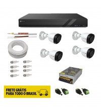 Kit 4 Câmeras de monitoramento + DVR Motorola + App Grátis para celular, Câmeras FullHD 1080P 20m Infravermelho de Visão Noturna + Fonte, Cabos e conectores.